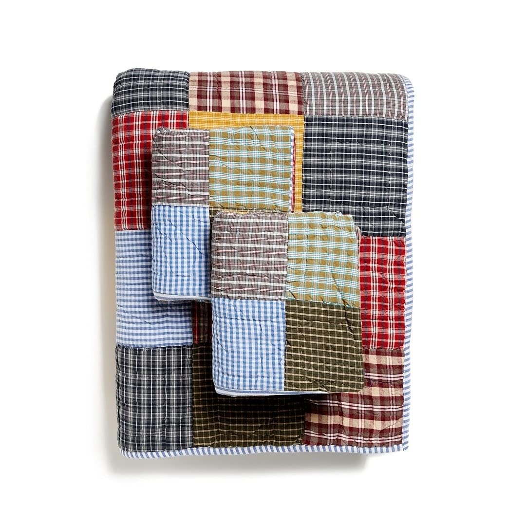 Reversible Cotton 3-Piece Quilt Set - Yellow, Blue & Green Queen Size Bedding for Cozy Home Decor & Guest Room Essentials