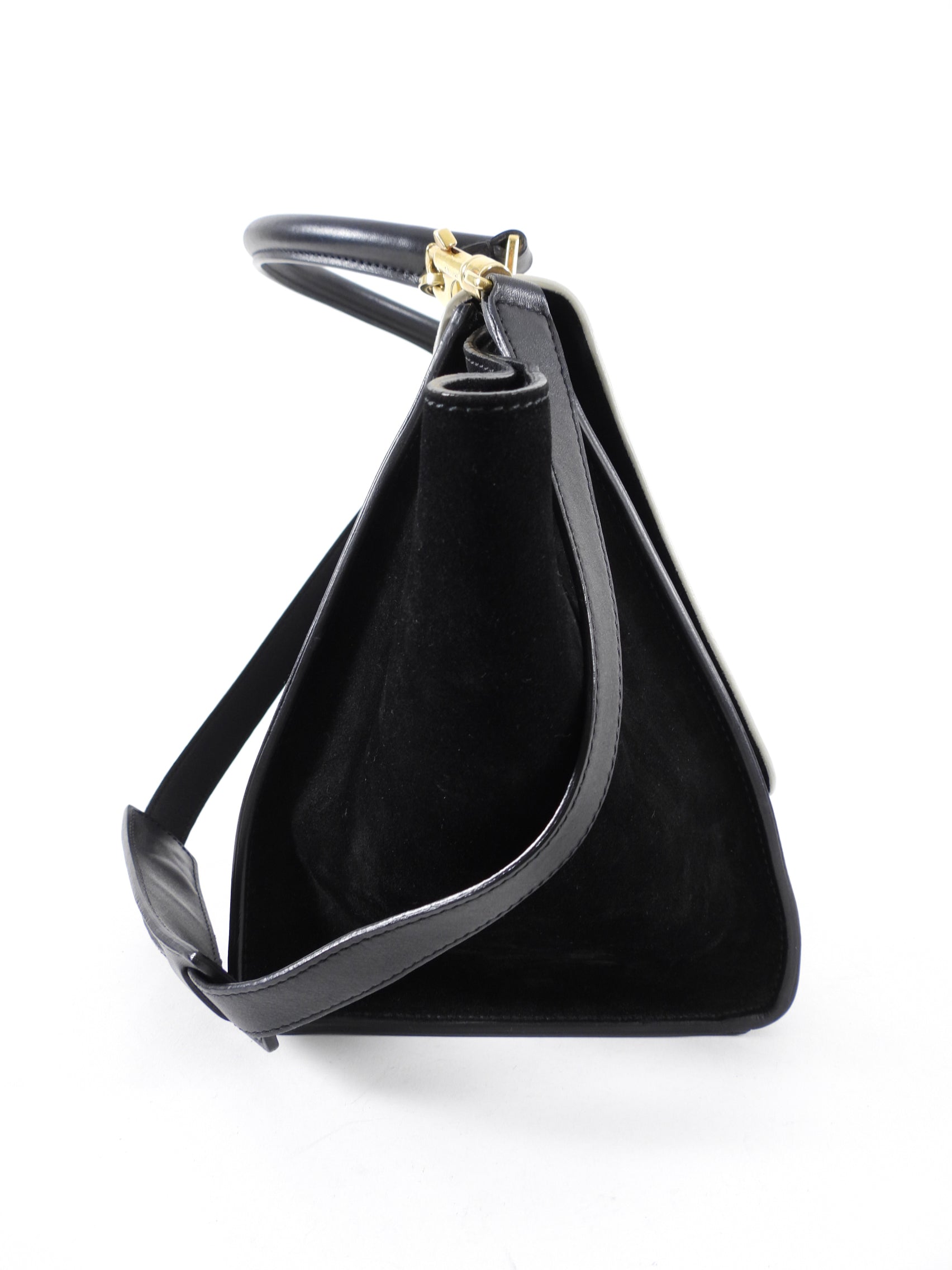 Celine Medium Trapeze Two-Way Handbag in Black & White - Stylish Crossbody & Shoulder Bag for Work, Travel & Everyday Use