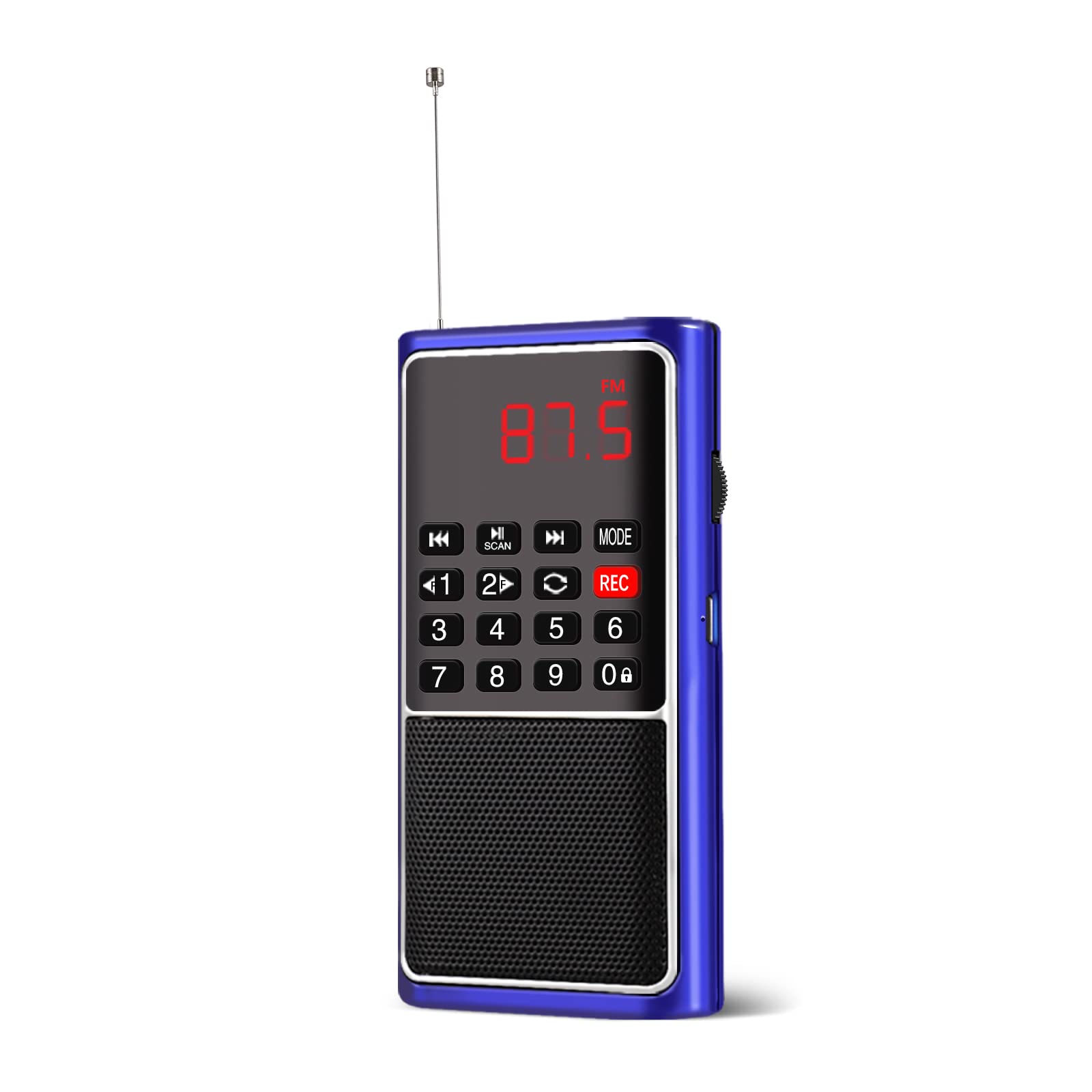 Portable FM Radio with MP3 Speaker - Rechargeable Battery, TF Card/USB Support, Music Recording & Best Reception - Perfect for Camping, Emergencies & Outdoor Activities (Blue)