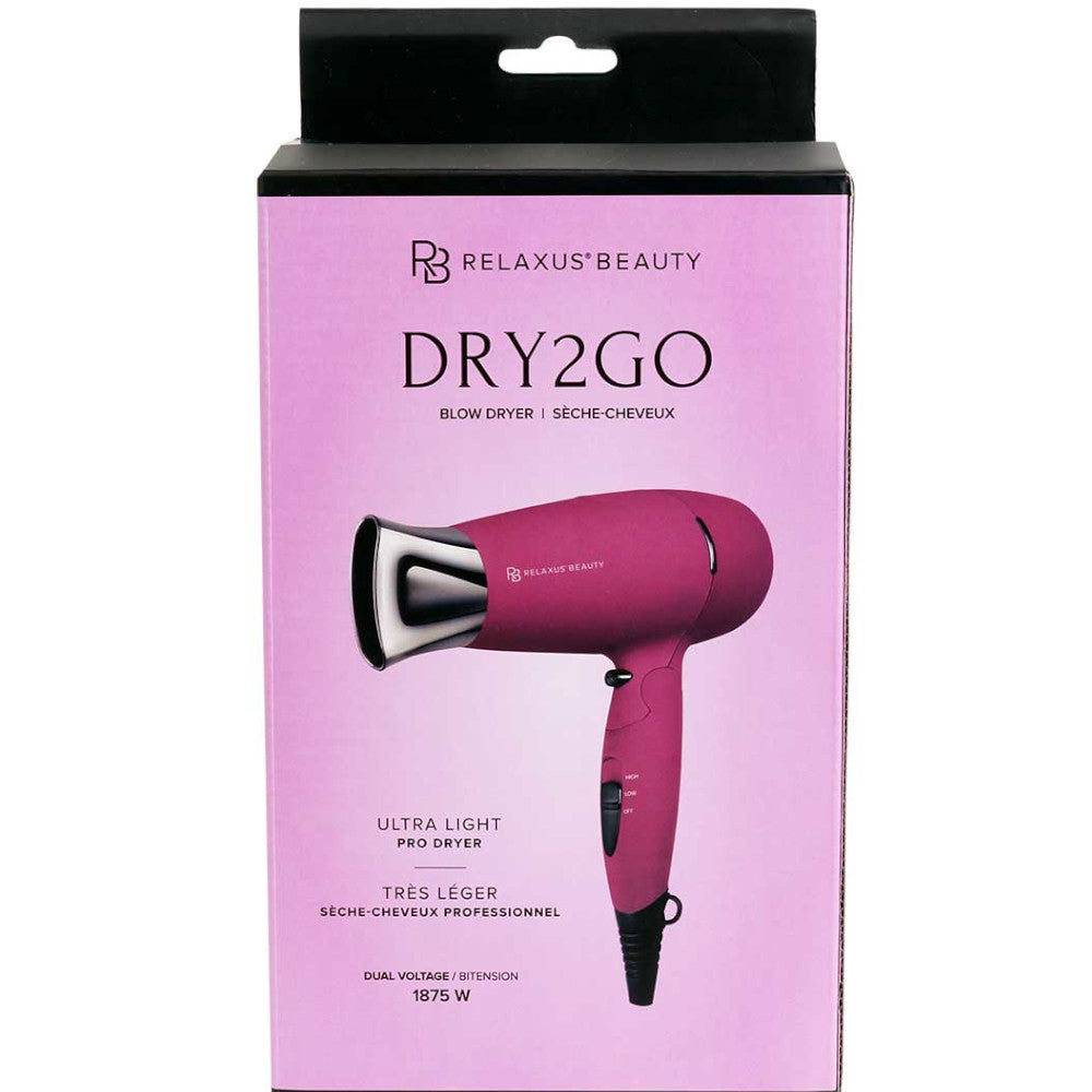 RELAXUS 544432 Compact Travel Hair Dryer - Fast Drying, Dual Voltage, Lightweight & Portable - Perfect for Hotels, Gym, Vacation & On-the-Go Styling