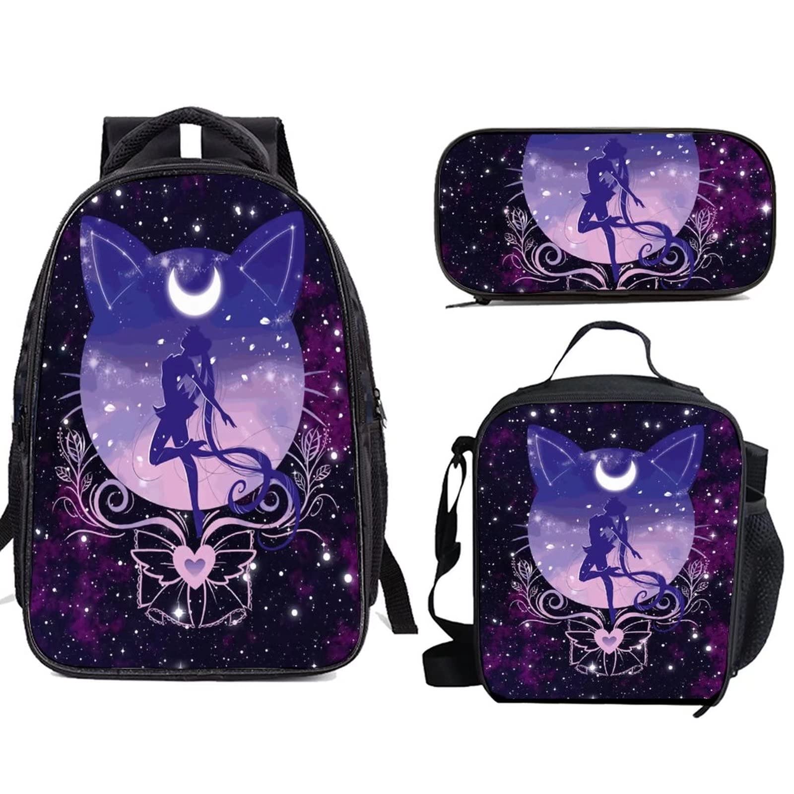 **Aqiong Anime School Backpack for Girls - Cute Cartoon Cosplay Travel Bag with Lunch Box & Pencil Case (3-in-1) - Perfect for School, Travel & Anime Conventions**