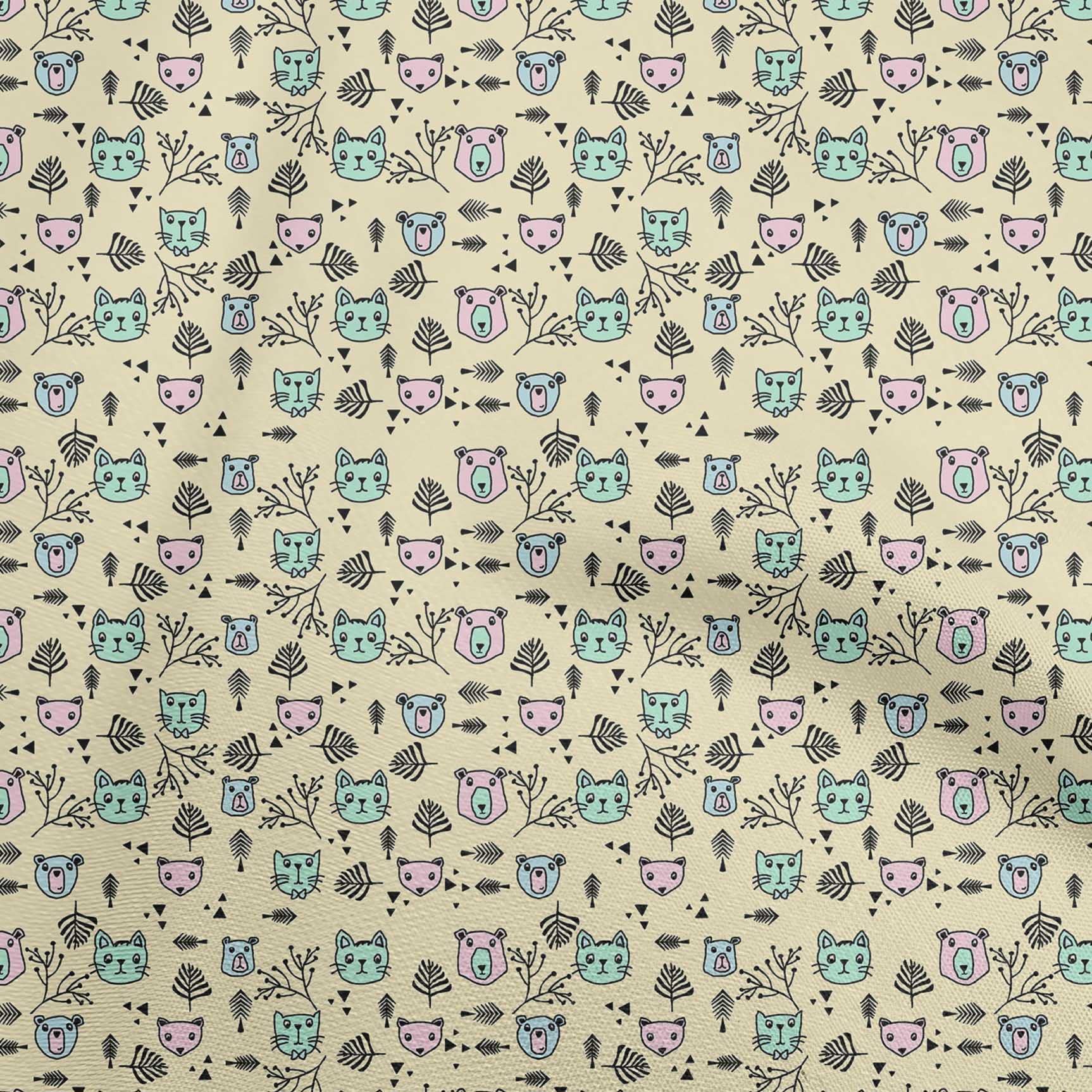 oneOone 100% Cotton Poplin Yellow Fabric - 56 Inch Wide Printed Animal Design for Kids DIY Clothing & Sewing Projects - Perfect for Dresses, Quilts, and Craft Supplies by The Yard