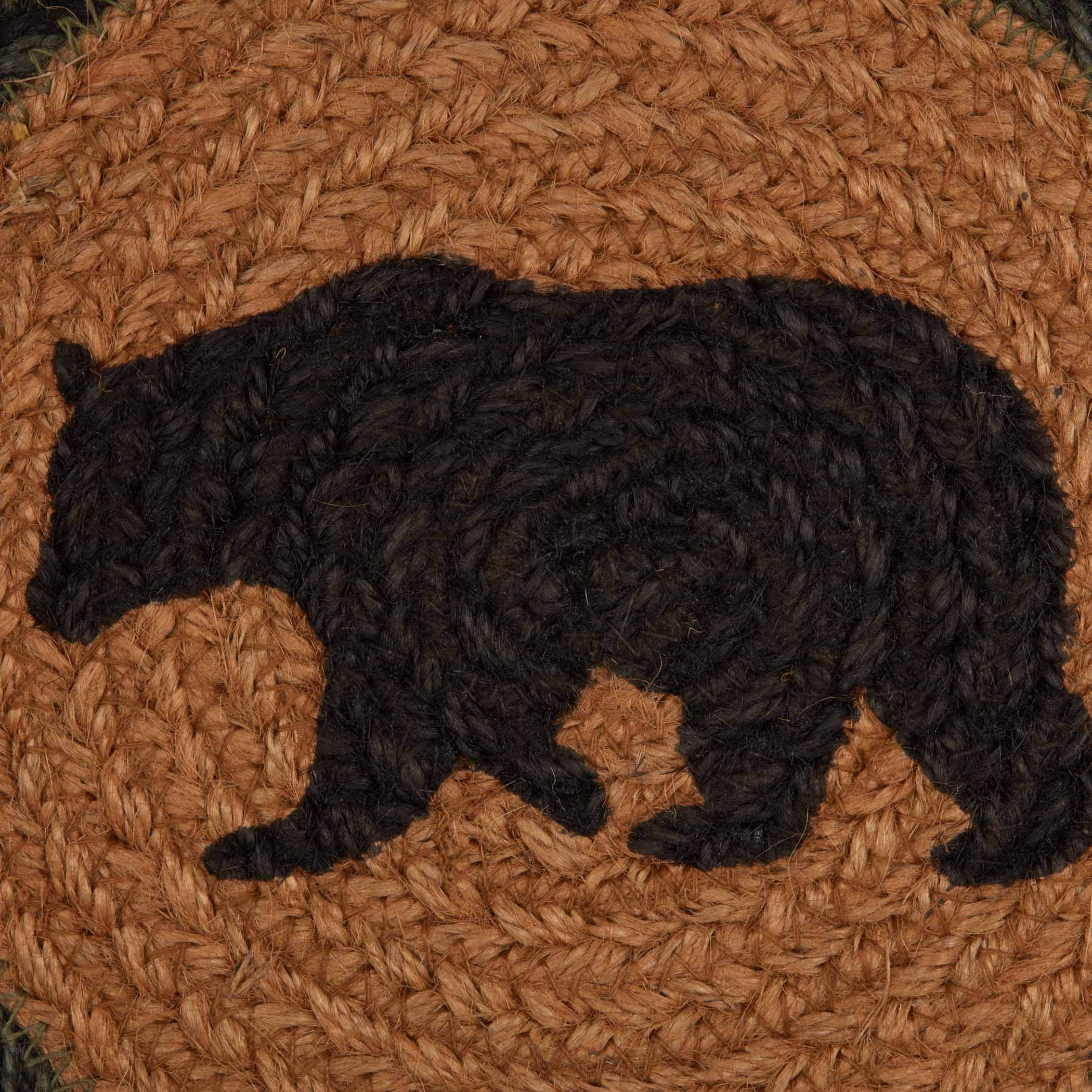 VHC Brands Wyatt Rustic Stenciled Textured Tan Round Kitchen Table Bear Jute Trivet 8