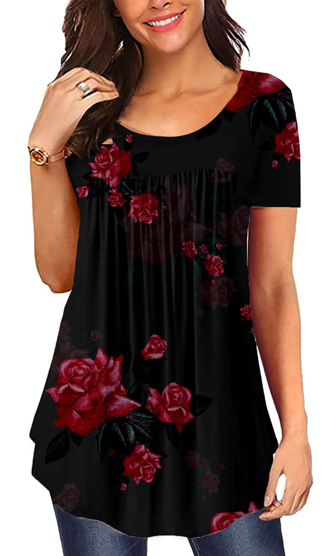 Women's Flowy Pleated Tunic Tops for Summer - Loose Blouses to Wear with Leggings & Hide Belly | Casual Outfits, Workwear & Everyday Comfort