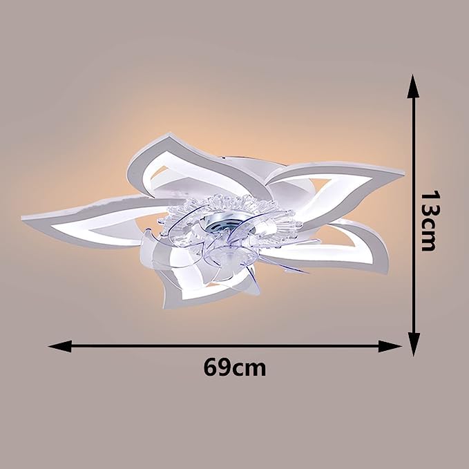 Modern & Quiet Wildcat LED Ceiling Fan with Remote Timer - 50W Flower-Shaped Ceiling Light for Bedroom, Living Room & Office - Energy Efficient Cooling & Stylish Home Decor