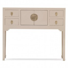 Golden Dragon Oriental Painted Solid Wood Grey Console Table 100x26x80cm - Entryway Hallway Sofa Table for Home Decor, Living Room, Bedroom & Office