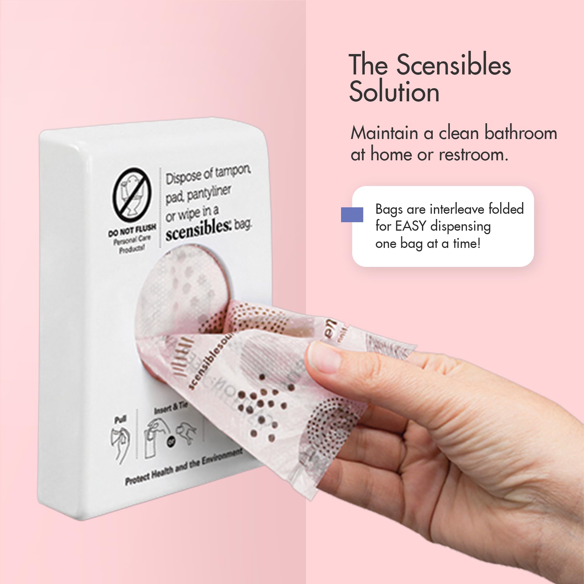 Eco-Friendly Disposal Bags for Menstrual Products - 50 Count Refill Box - Biodegradable Waste Bags for Tampons, Pads & Panty Liners | Perfect for Travel, Home & Public Restroom Hygiene