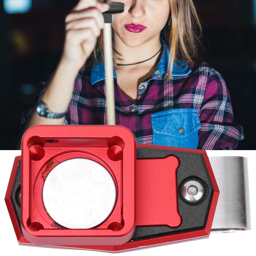 Alvinlite Magnetic Billiard Chalk Holder - Universal Portable Pool Chalk Carrier with Clips, Protective Aluminum Alloy Case for Snooker & Pool Cues - Pocket-Sized (Red) - Perfect for Bar, Home & Professional Pool Tables
