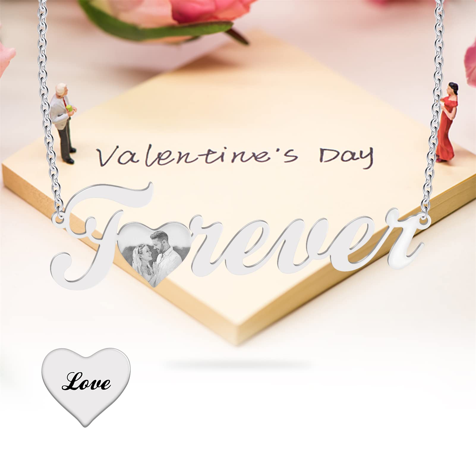 BAUMA AUTO Personalized Couples Necklace - Engraved Friendship Jewelry for Her, Him, Women, Men, Best Friend - Perfect for Anniversaries, Valentine's Day, and Romantic Gifts