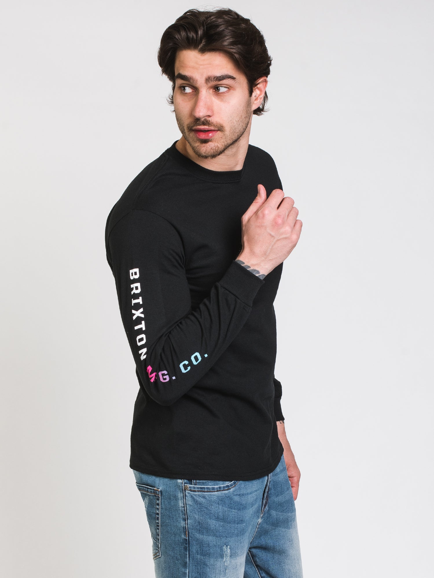 Brixton Crest Long Sleeve T-Shirt for Men | Premium Cotton Crewneck Tee | Casual & Streetwear Style | Perfect for Everyday Wear, Layering, and Outdoor Activities