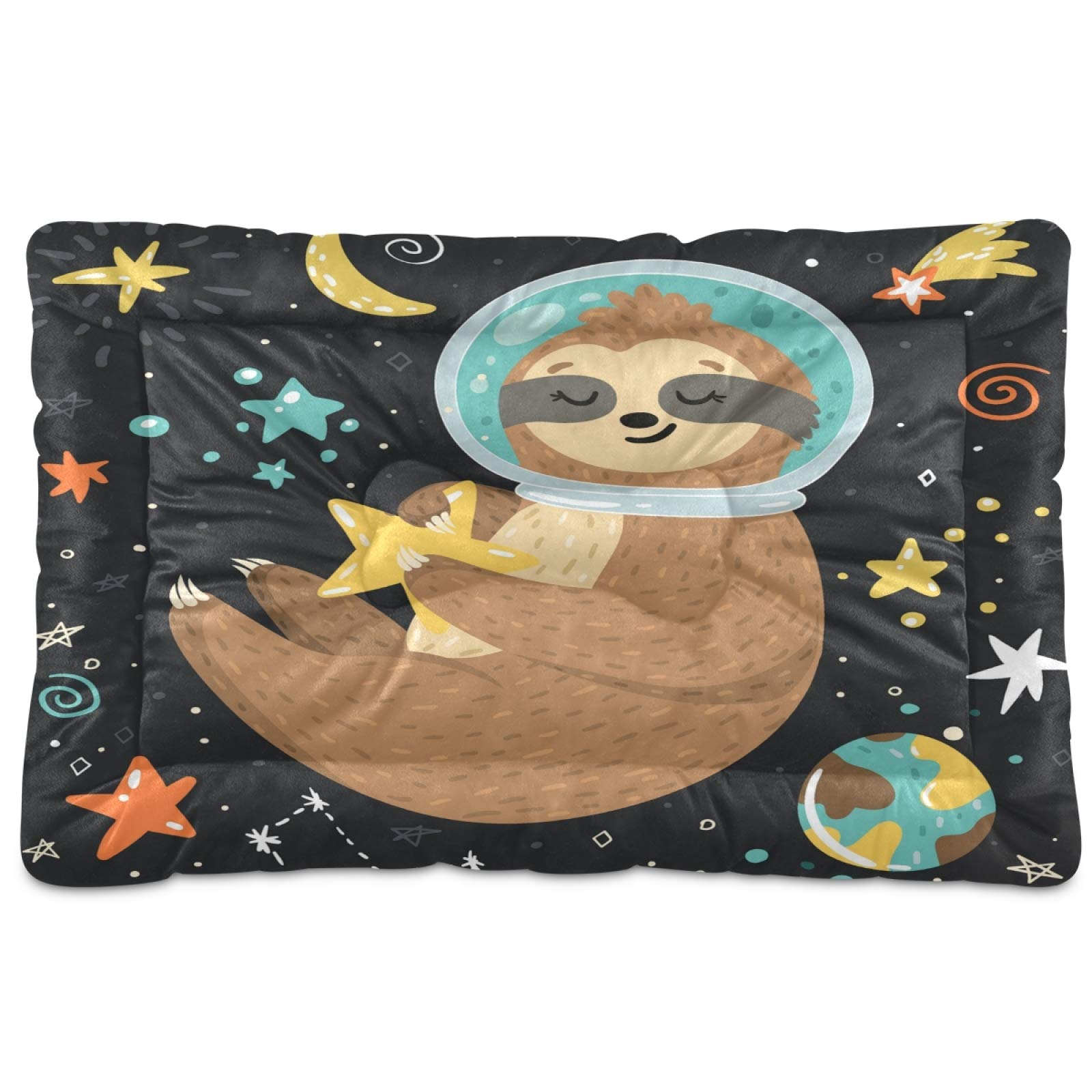 KEEPREAL Funny Astronaut Sloth Pet Bed - Ultra Soft Rectangle Dog & Cat Bed for Small Medium Pets (24x18in) - Comfortable Calming Bed for Puppy, Kitten - Perfect for Bedroom, Living Room & Travel