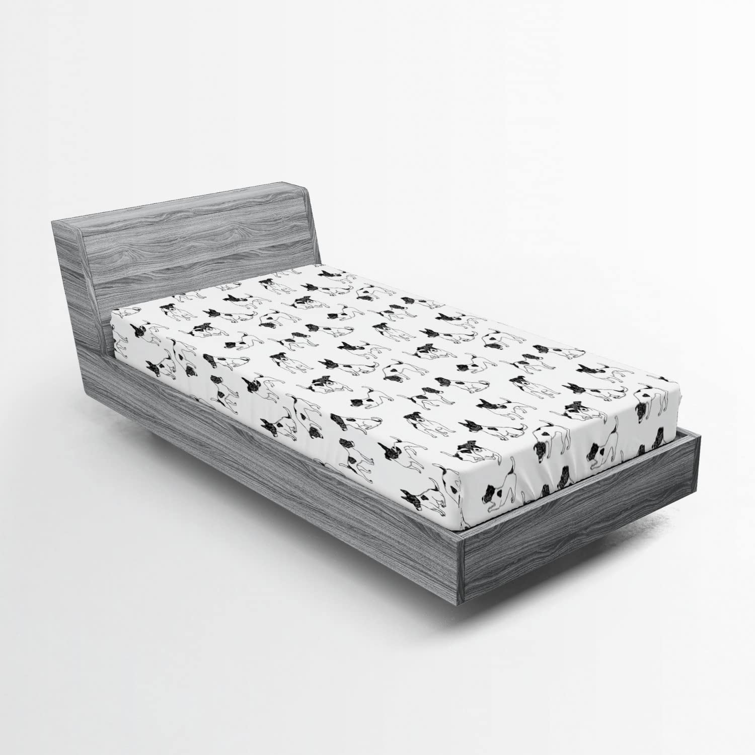 Ambesonne Dog Lover 2-Pack Twin XL Fitted Sheets - Sketch Terriers Design for Pet Lovers Bedroom