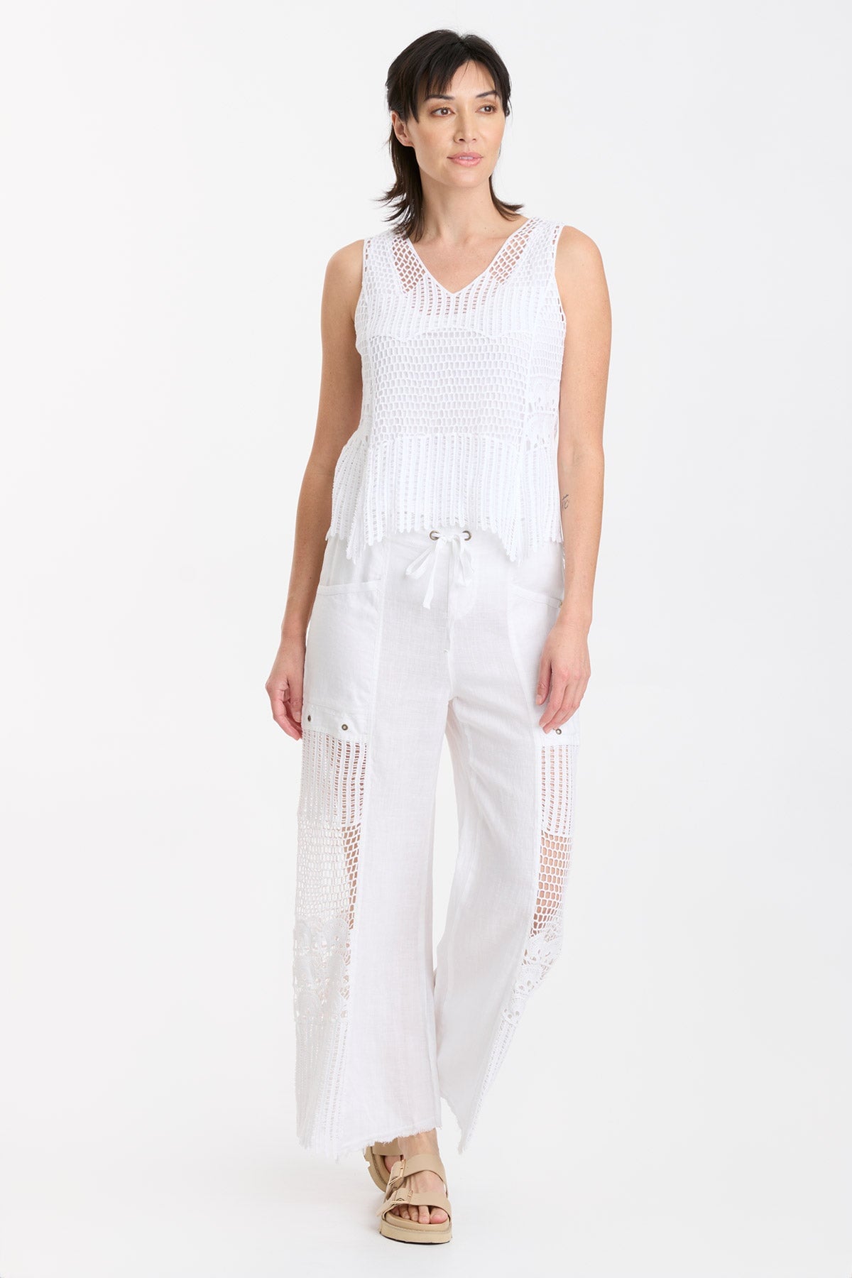 Larina Tank Top for Women - Soft White Stretchy Casual Shirt - Perfect for Summer, Yoga, and Everyday Wear