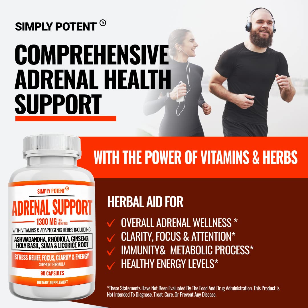 Adrenal Support & Cortisol Manager Supplement - 90 Capsules with Ashwagandha, Licorice Root, Rhodiola Rosea, Ginseng & Holy Basil for Adrenal Fatigue Relief in Men & Women | Stress Reduction, Energy Boost & Hormone Balance for Daily Wellness