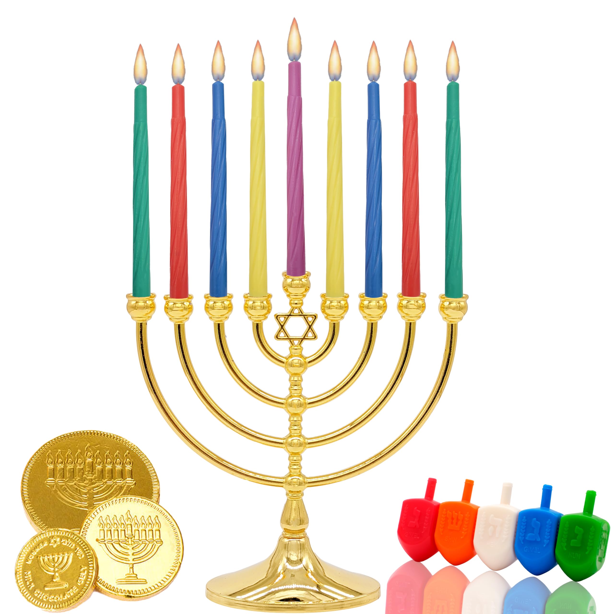 Colorful Hanukkah Candles - 44 Menorah Candles for 8 Nights (Single-Pack) - Perfect for Chanukah Celebrations