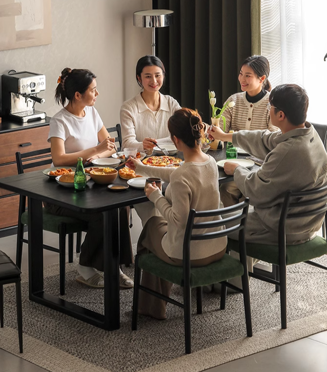 Solid Oak Wood Modern Large Dining Table - Farmhouse Style 8-Seater for Kitchen, Dining Room & Open Concept Living Spaces