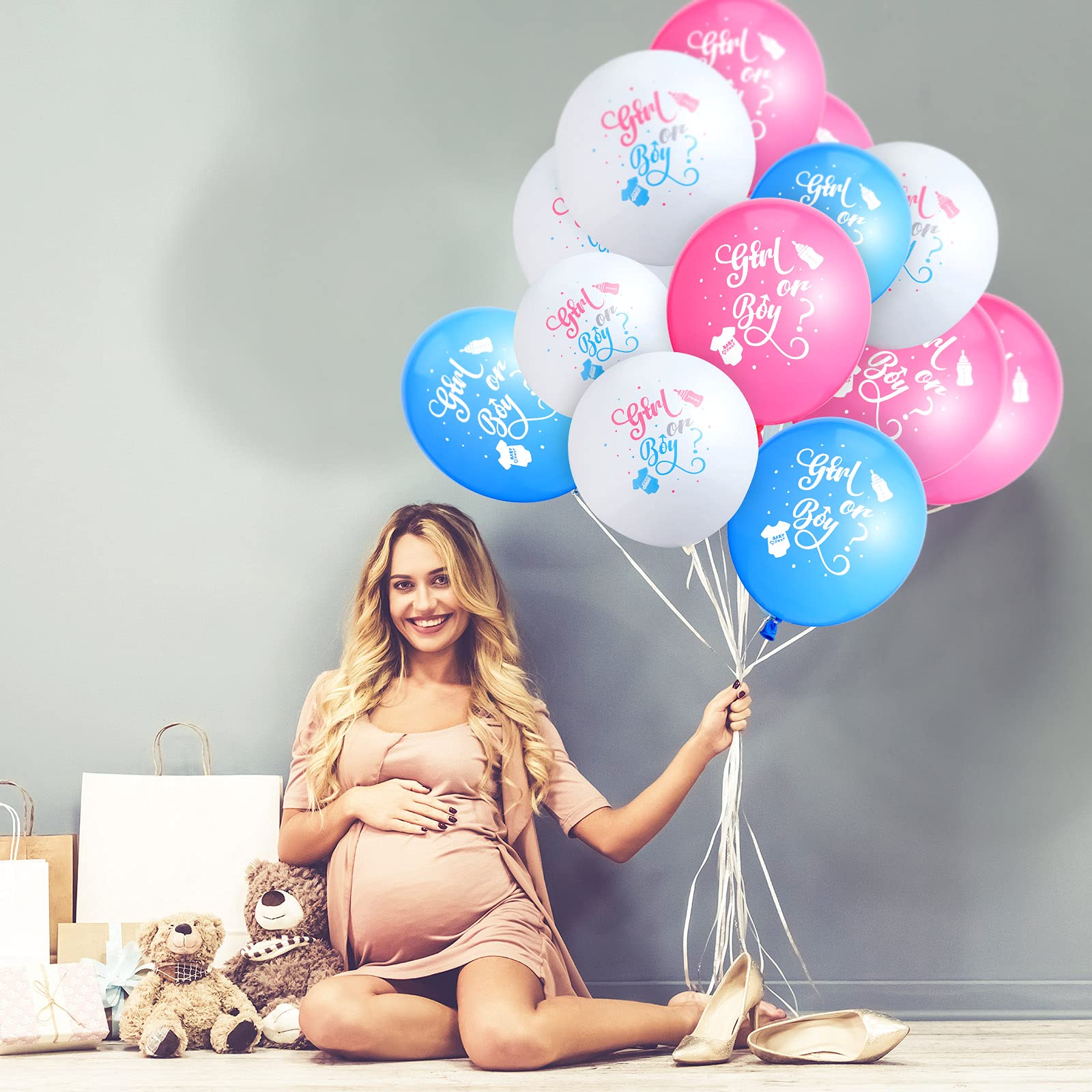 60-Pack Gender Reveal Balloons - Pink & Blue Confetti Latex Balloons for Baby Shower, Gender Reveal Party, Birthday Decorations - Perfect for Indoor/Outdoor Celebrations