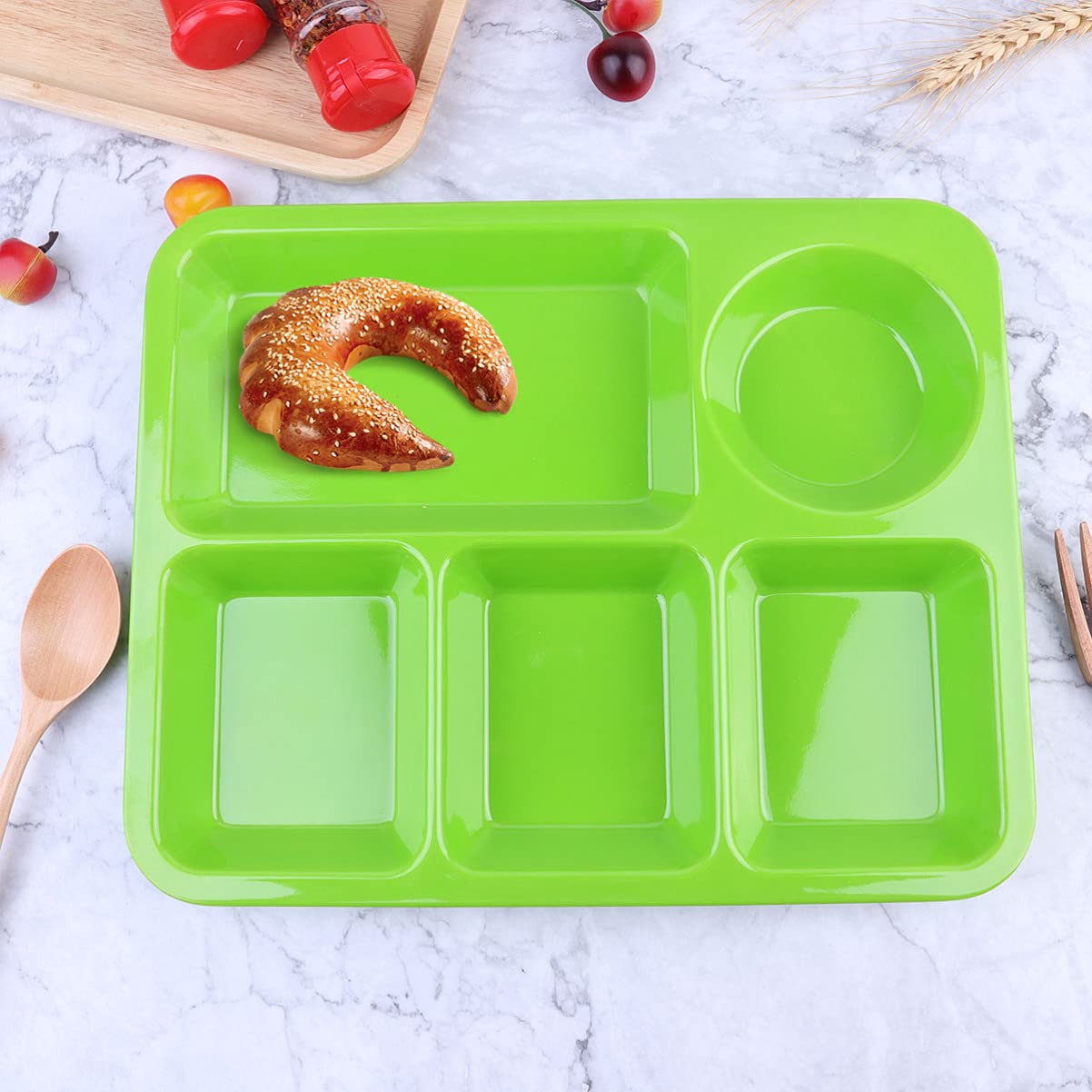 DOITOOL Divided Dinner Plate - Plastic Portion Control Plate with Separators for Healthy Eating, Diet & Meal Prep - Microwave Safe Rectangular Dish for Kitchen, Office & Dorm Use