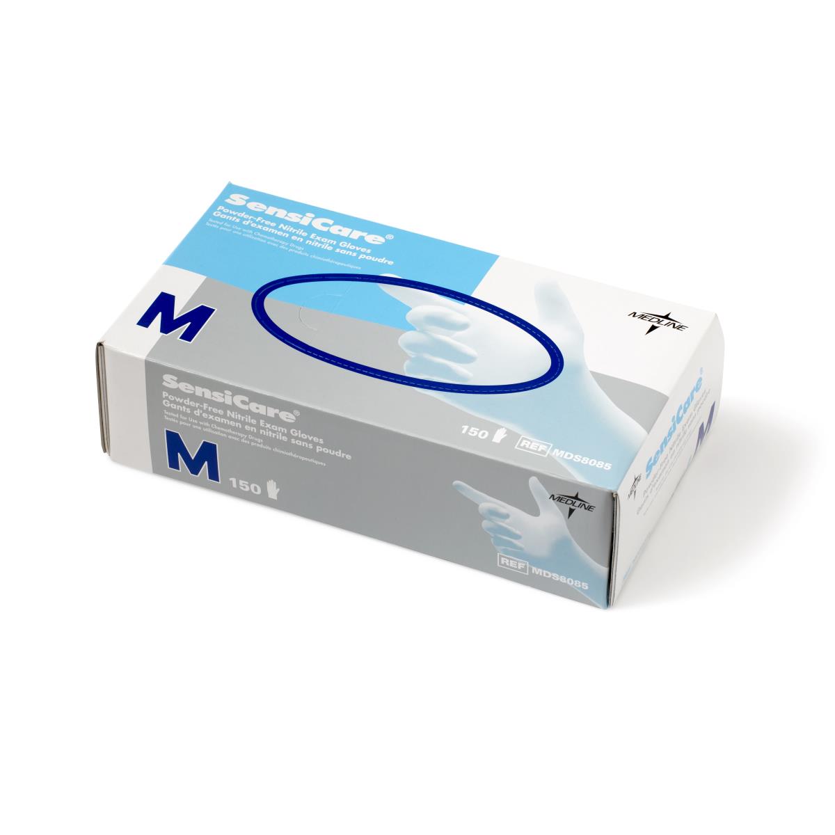 SensiCare Powder-Free Nitrile Exam Gloves - Latex-Free, Disposable Medical Gloves for Healthcare, Tattoo & Food Handling - 100/Box (Medium)