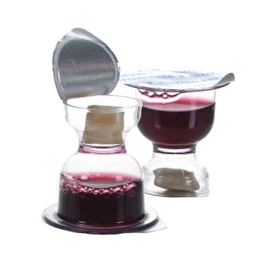 Gluten-Free Pre-Filled Disposable Communion Cups with Concord Grape Juice & Bread - Pack of 200 for Church Services, Home Worship & Religious Ceremonies - Free Shipping