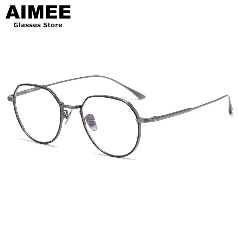 Aimee Unisex Full Rim Flat Top Polygon Titanium Eyeglasses 7846 - Lightweight Durable Frame for Men & Women - Perfect for Reading, Work, and Everyday Wear