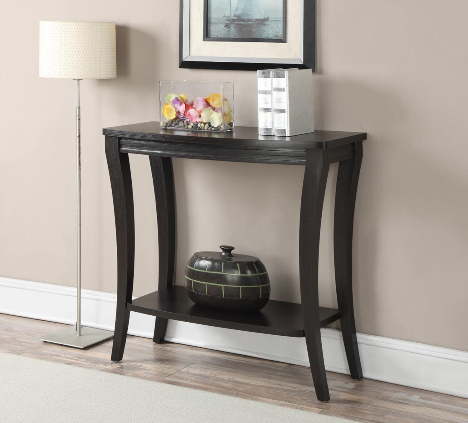 Convenience Concepts Newport Console Table with Shelf - Espresso Finish for Entryway, Living Room & Hallway Decor