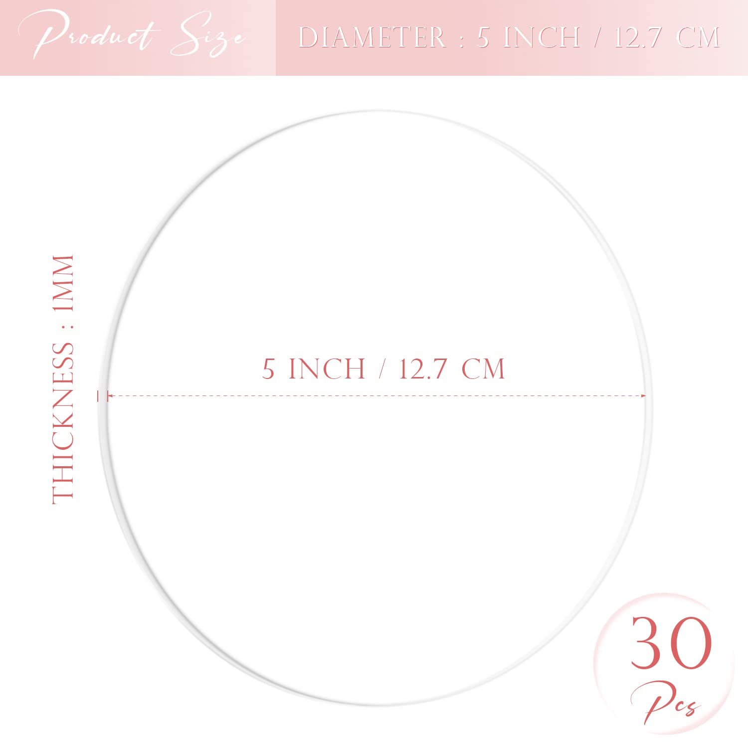 HOODO 30-Piece Clear Acrylic Round Discs - Transparent DIY Acrylic Circles for Crafts, Monthly Milestone Cards, Ornaments & Home Decor | Perfect for Baby Shower, Wedding, and Party Decorations