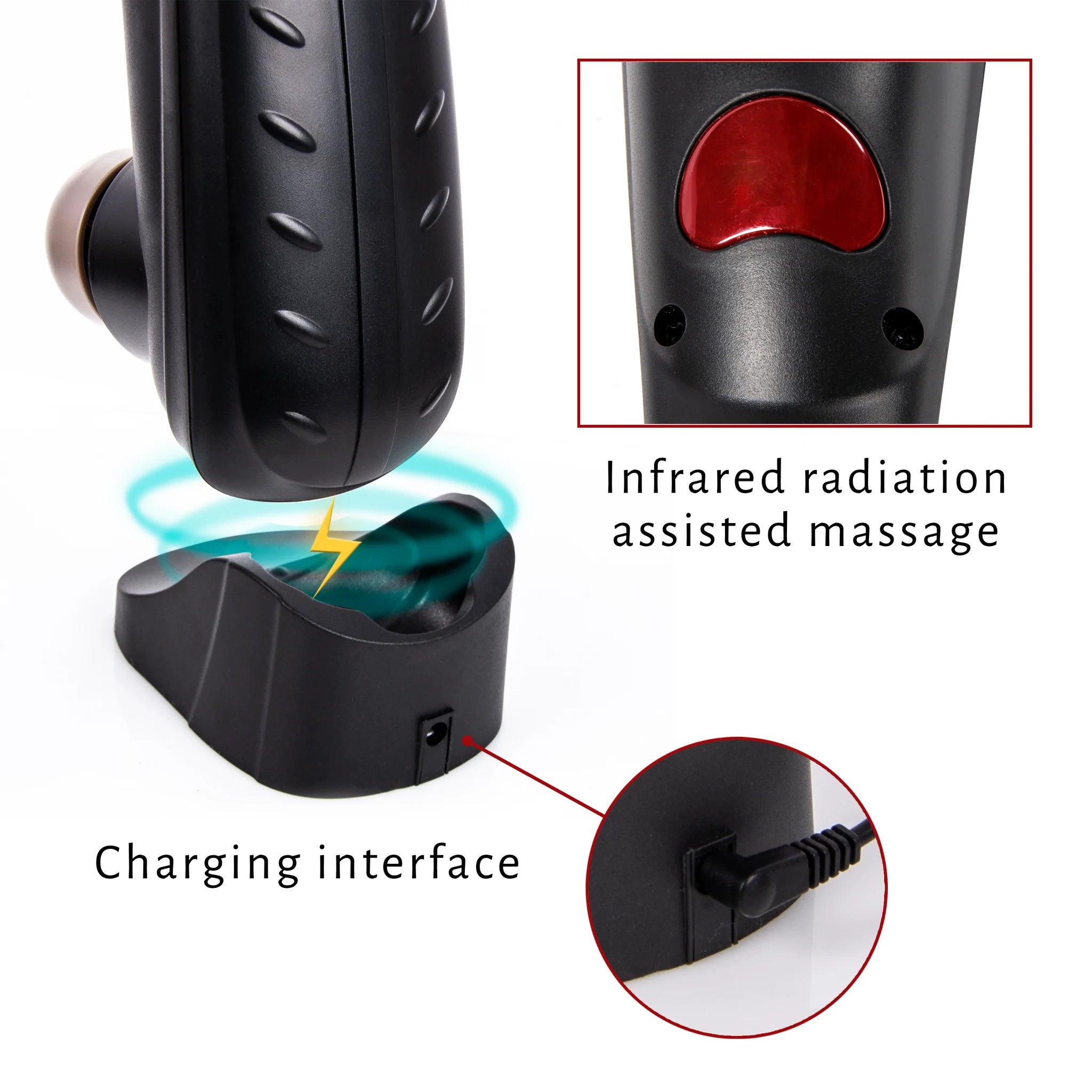 Rechargeable Deep Tissue Massage Gun - Handheld Percussion Muscle Massager for Pain Relief, Sports Recovery & Relaxation at Home/Gym/Travel