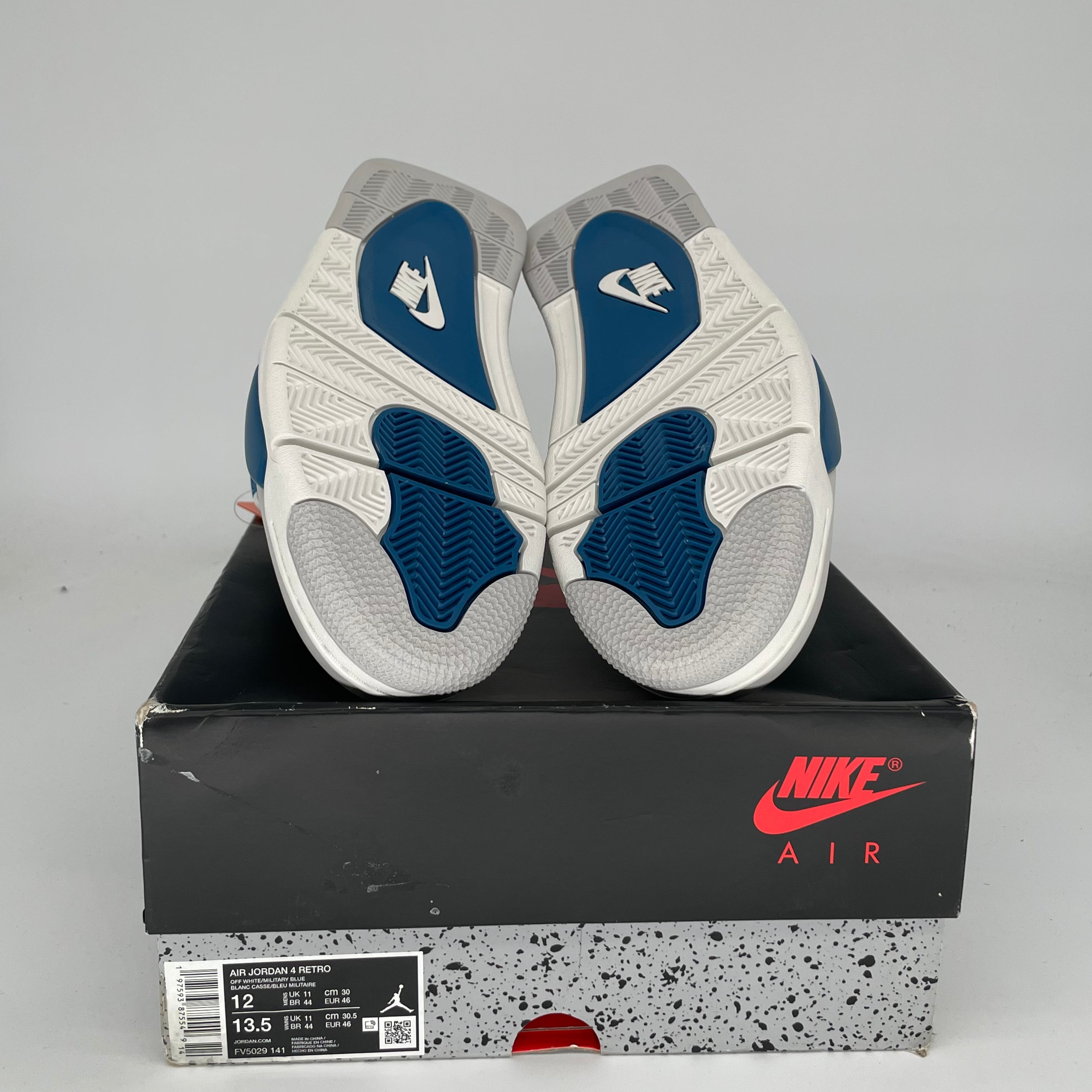 Original Air Jordan 4 Retro 'Military Blue' Men's Basketball Shoes - Size 12 (FV5029-141) - Perfect for Sneaker Collectors & Streetwear Fashion