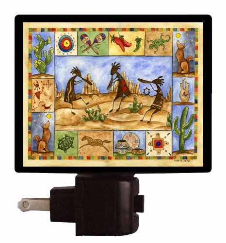 Kokopelli LED Night Light - Southwest Style Plug-in Nightlight for Bedroom, Nursery, Hallway | Energy Efficient & Soft Glow for Safe Nighttime Use
