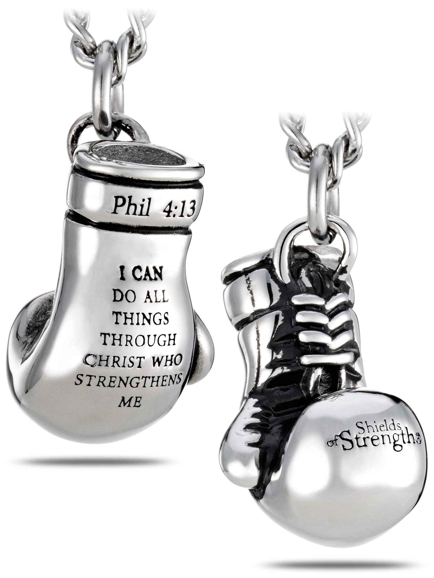 14K Gold Boxing Glove Necklace - Philippians 4:13 Christian Jewelry Gift for Men