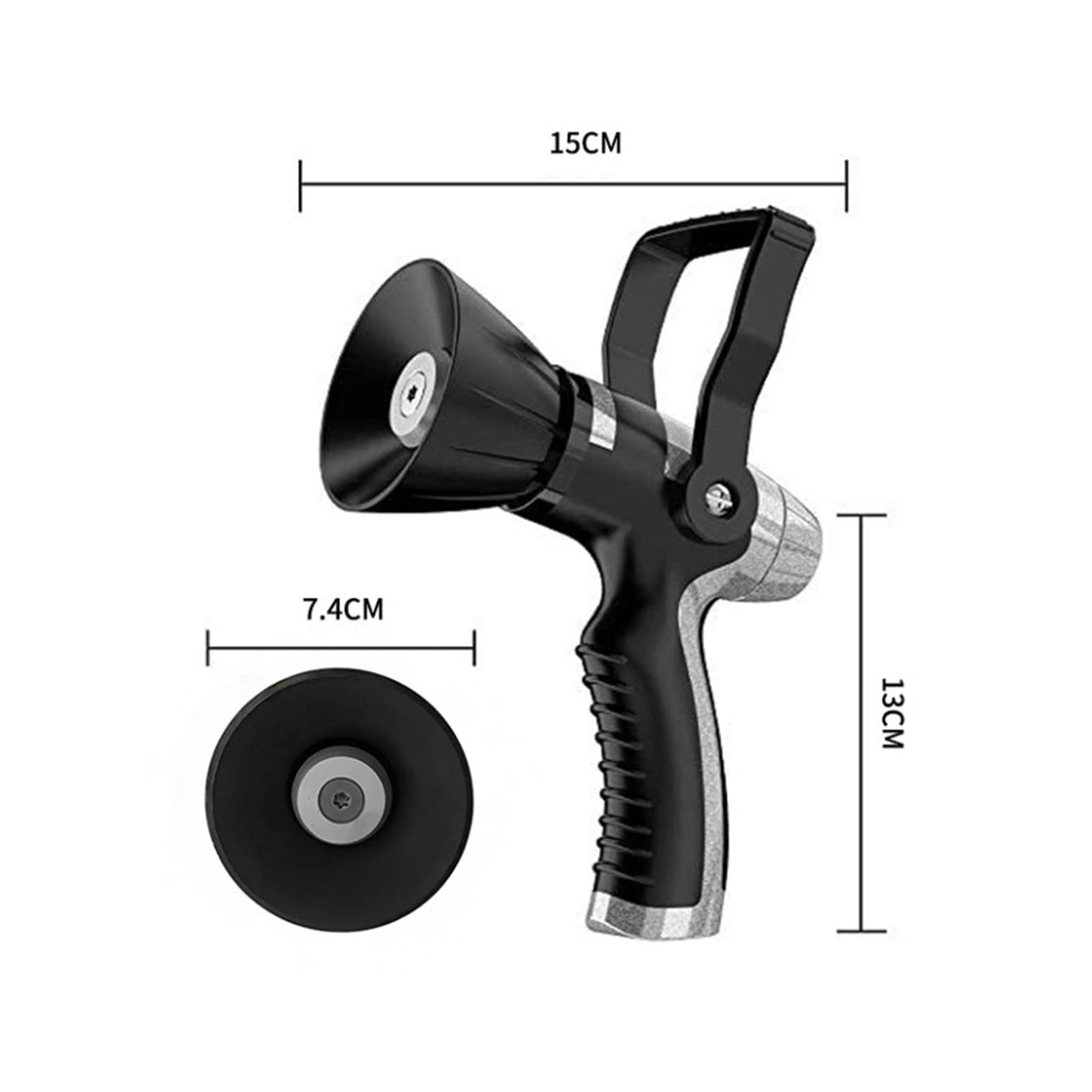 High Pressure Metal Garden Water Spray Gun - Fireman Style Sprinkler Hose Nozzle for Lawn, Garden Irrigation & Car Washing - Durable Black Outdoor Watering Tool (Perfect for Gardening, Lawn Care, Plant Watering, Vehicle Cleaning & Outdoor Cleaning Tasks)
