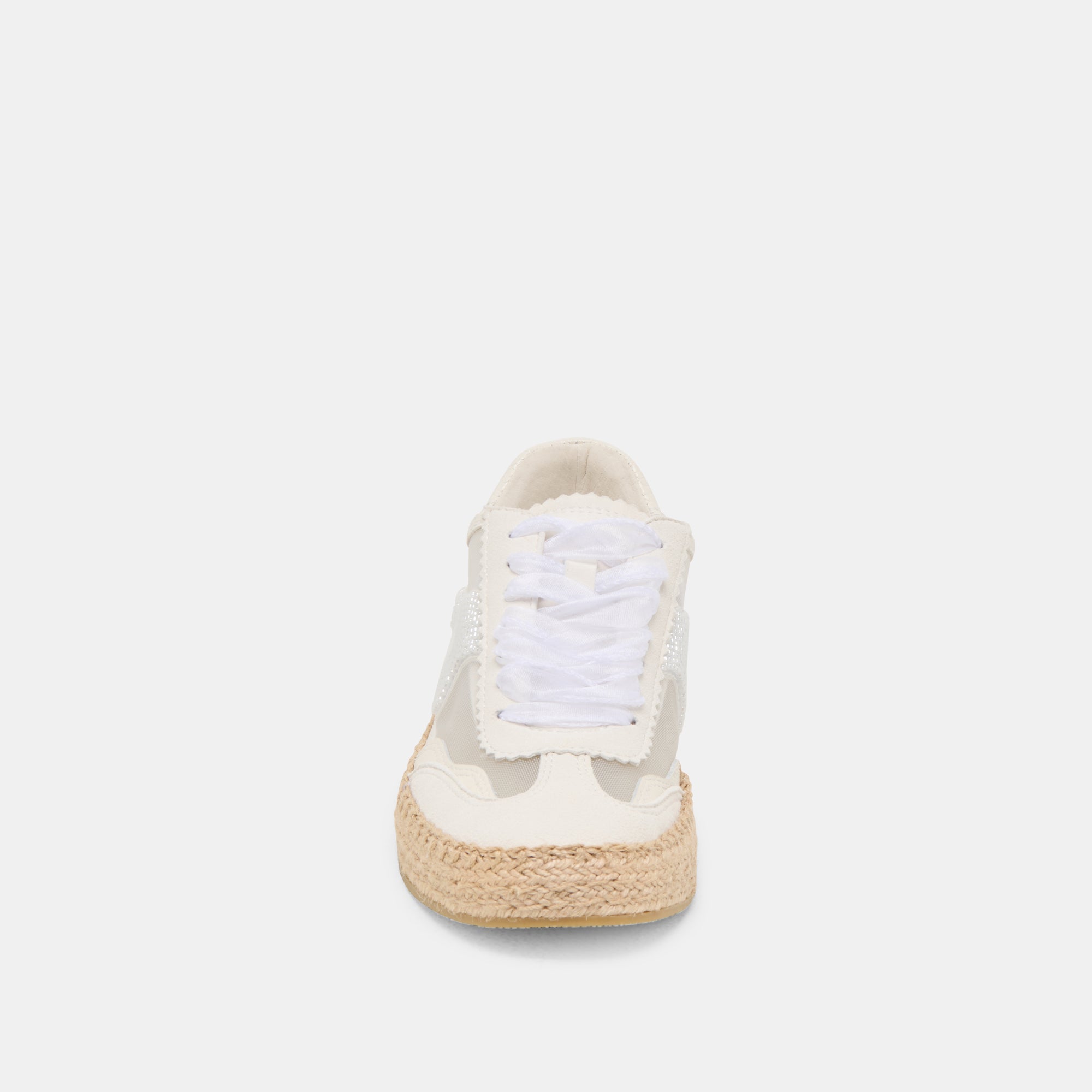 Women's White Mesh Beaded Espadrille Sneakers - Comfortable Summer Casual Shoes for Beach, Walking, and Outdoor Activities
