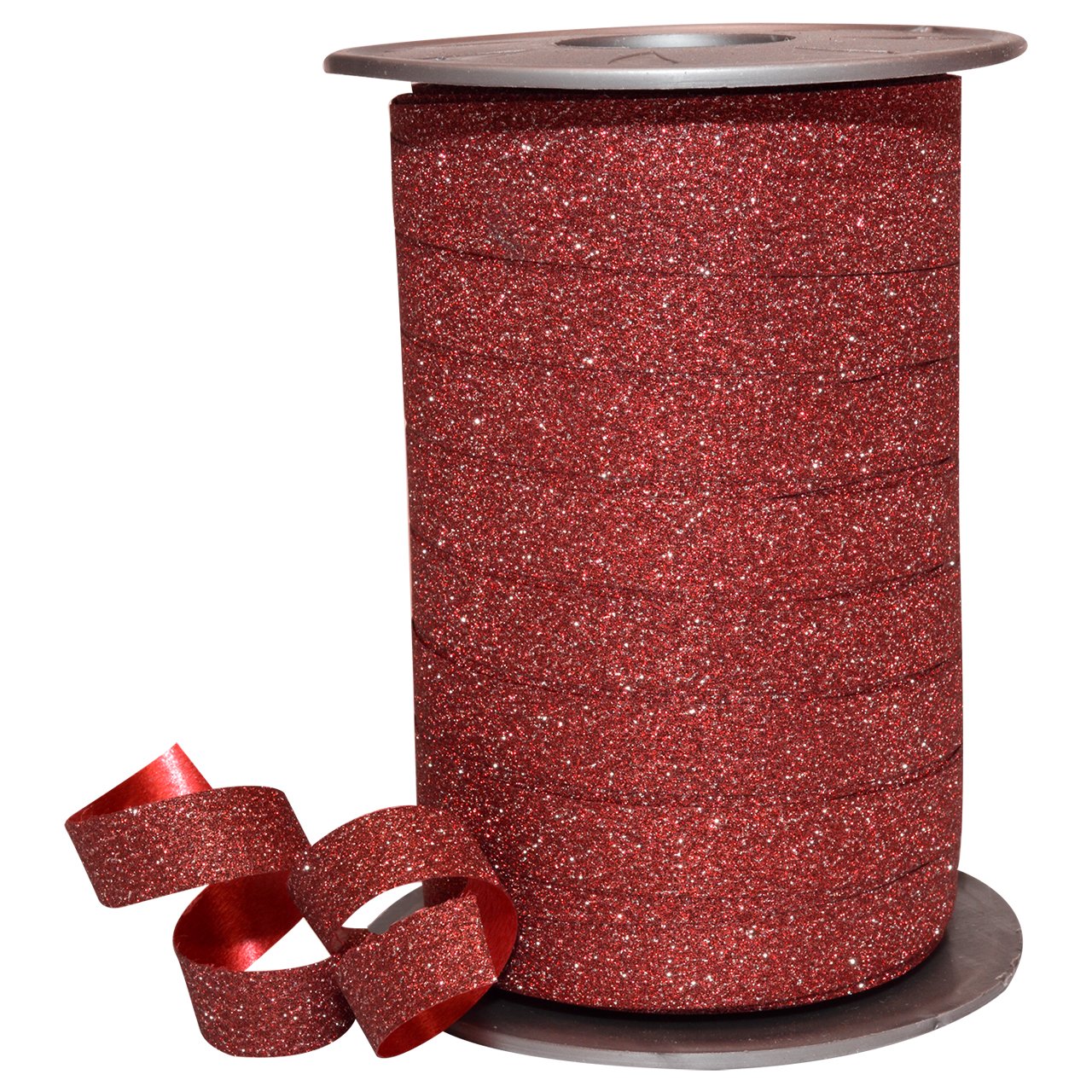 Morex 3/8 Inch x 109 Yards Red Polyester Glitter Ribbon for Gift Wrapping, Crafts, and DIY Decorations - Sparkling Holiday & Party Decoration Supplies