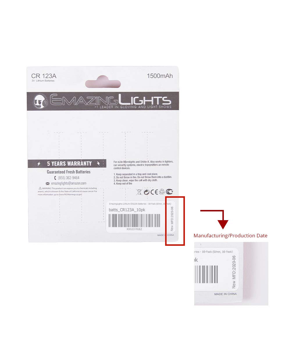 EmazingLights CR123A 3V Lithium Batteries - 10 Pack for Flashlights, Cameras & Emergency Kits - Long-Lasting Power for Outdoor Adventures & Home Safety