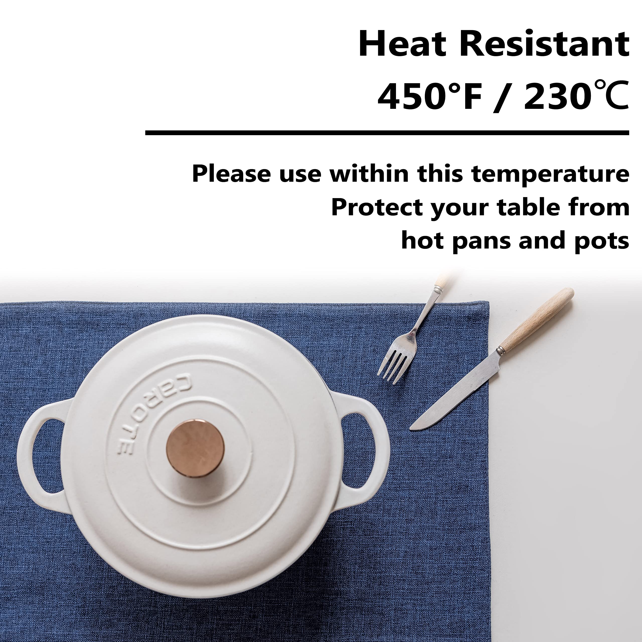 Premium Linen Placemats Set of 6 - Heat Resistant Blue Table Mats for Dining & Kitchen - Stylish Indigo Home Decor for Everyday Meals & Dinner Parties