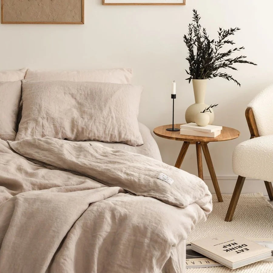 Breeze Linen Flat Sheet - Queen Size Sand Beige 100% Natural Breathable Bed Sheet for Comfortable Sleep - Perfect for Master Bedroom, Guest Room & Vacation Homes