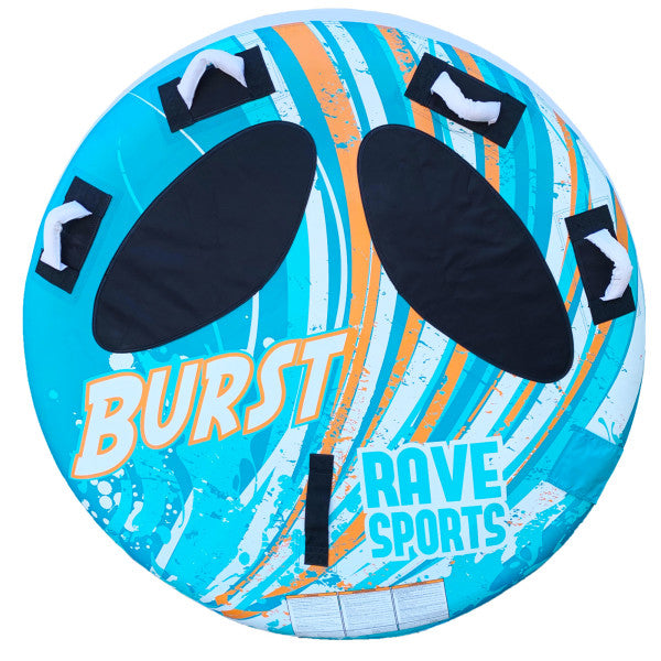 Rave Sports Burst 2 Rider Towable Tube for Water Sports - Perfect for Lake, River & Beach Fun with Friends & Family