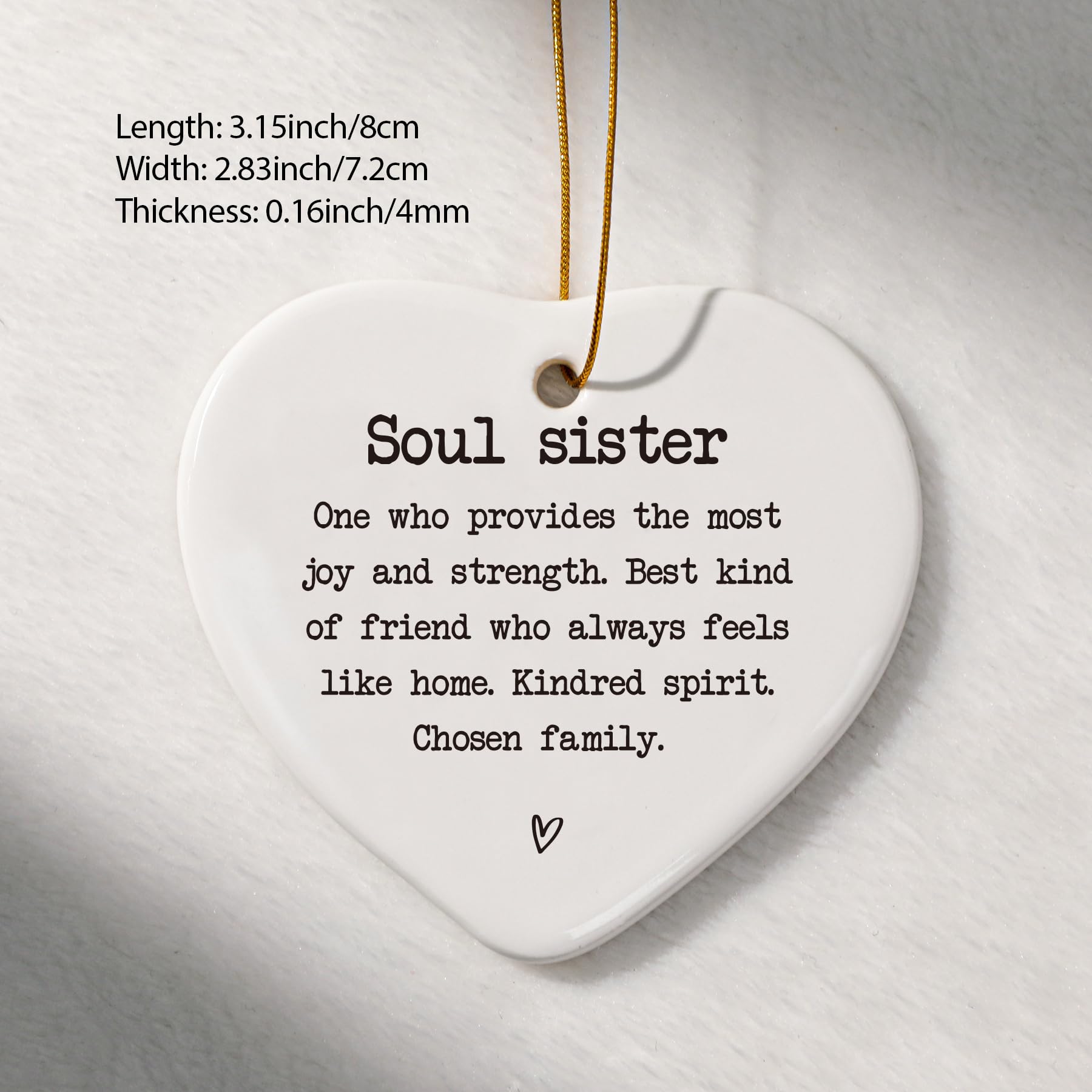 Soul Sister Ceramic Heart Keepsake - Best Friend Birthday Gift, Friendship Plaque, Sister Keepsake for Home Decor, Office, or Special Occasions