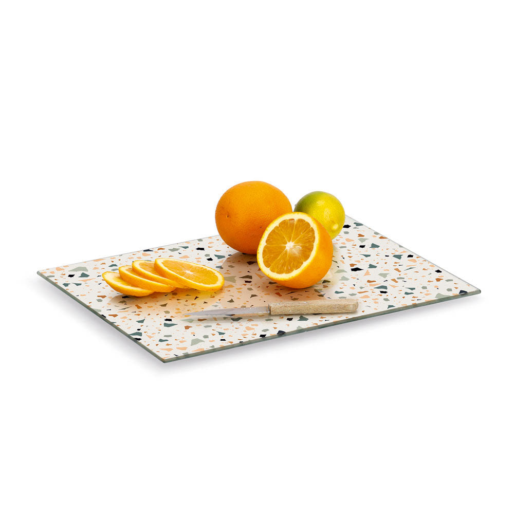 Premium Glass Cutting Board with Terrazzo Design - Durable, Non-Slip & Easy to Clean - Perfect for Kitchen Prep, Charcuterie Boards & Serving Displays