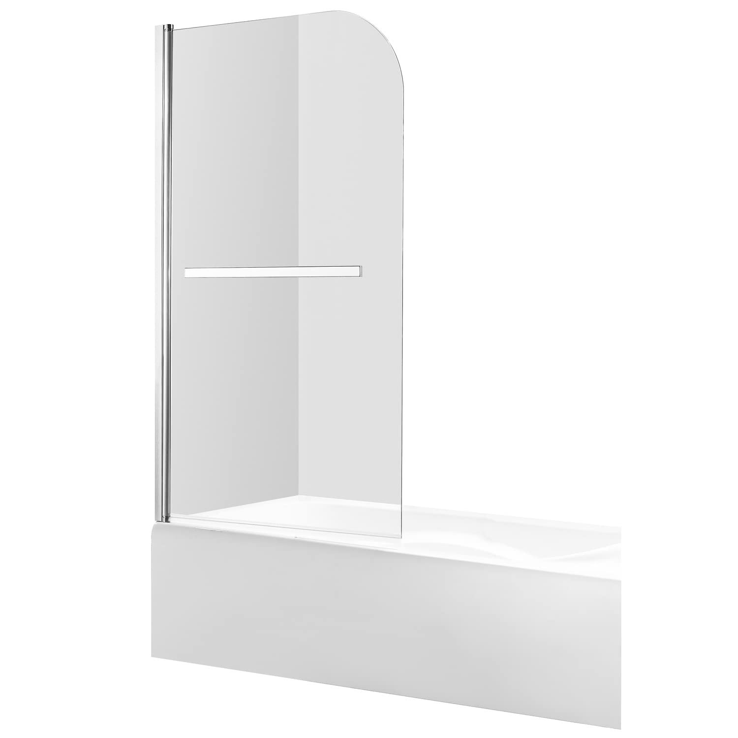 ANZZI 58 x 34 Inch Brushed Nickel Frameless Shower Door - Water Repellent Glass with Seal Strip & Handle, 1/4