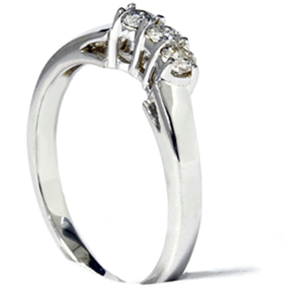 14K Gold 1/4 Carat Diamond Curved Wedding Anniversary Ring for Women - Elegant Bridal Jewelry Gift for Wife, Engagement, Valentine's Day & Special Occasions