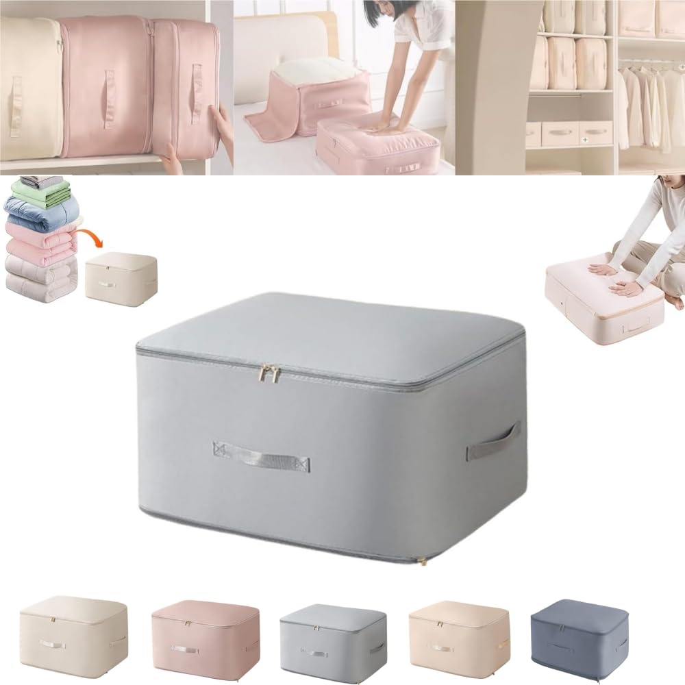 2024 New Space Saving Self Compression Organizer Bags - Heavy Duty Moving Storage Totes for Comforters, Clothes & Home Organization (Grey, 21.26