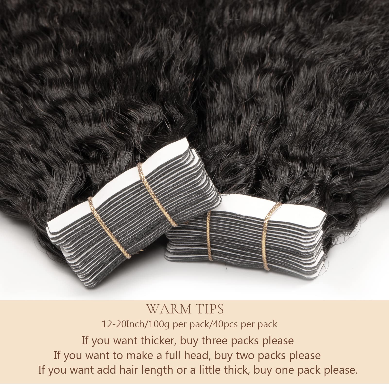 Loxxy 16Inch 40pcs 100g Black Tape-in Hair Extensions - Human Hair Kinky Straight Textured Seamless Remy Tape-in Extensions for Black Women | Double Sided Full Head Weft | Perfect for Protective Styling, Volume Boosting & Everyday Wear