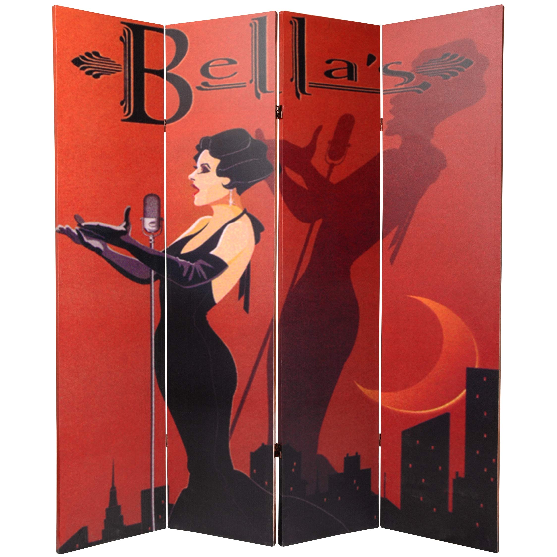 6 ft. Tall Double Sided Red Lantern Mannequin with Singer Canvas - 4 Panel Room Divider in White, Red & Yellow | Perfect for Retail Stores, Photo Studios & Home Decor