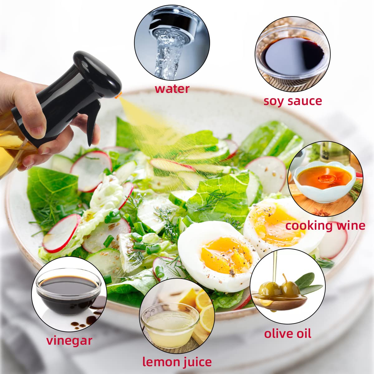 210ml (7oz) Olive Oil Spray Bottle with Brush - 2 Pack Kitchen Oil Mister for Cooking, Baking, Grilling & Air Fryer | Perfect for Salad Dressing, Roasting Vegetables & Healthy Meal Prep