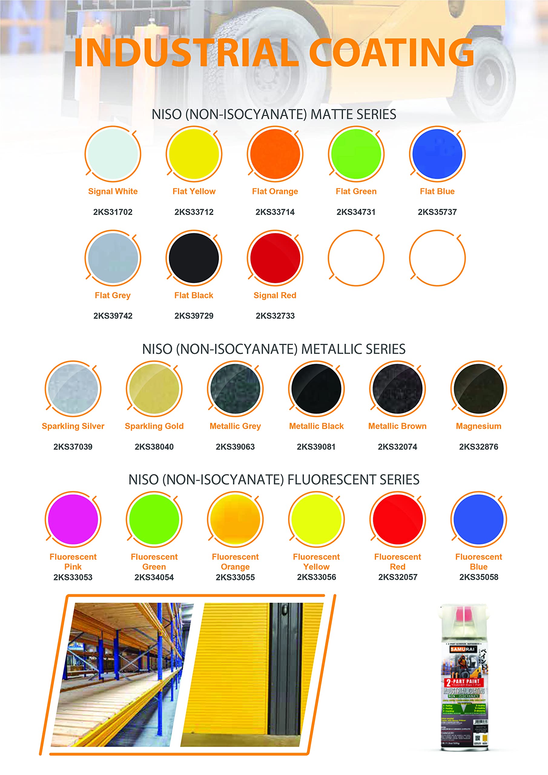 Industrial-Grade SAMURAI 2-Part Non-Isocyanate (NISO) Spray Paint - 11.3oz UV & Rust Resistant Coating (Yellow, 6-Pack) for Metal, Automotive & Machinery Protection