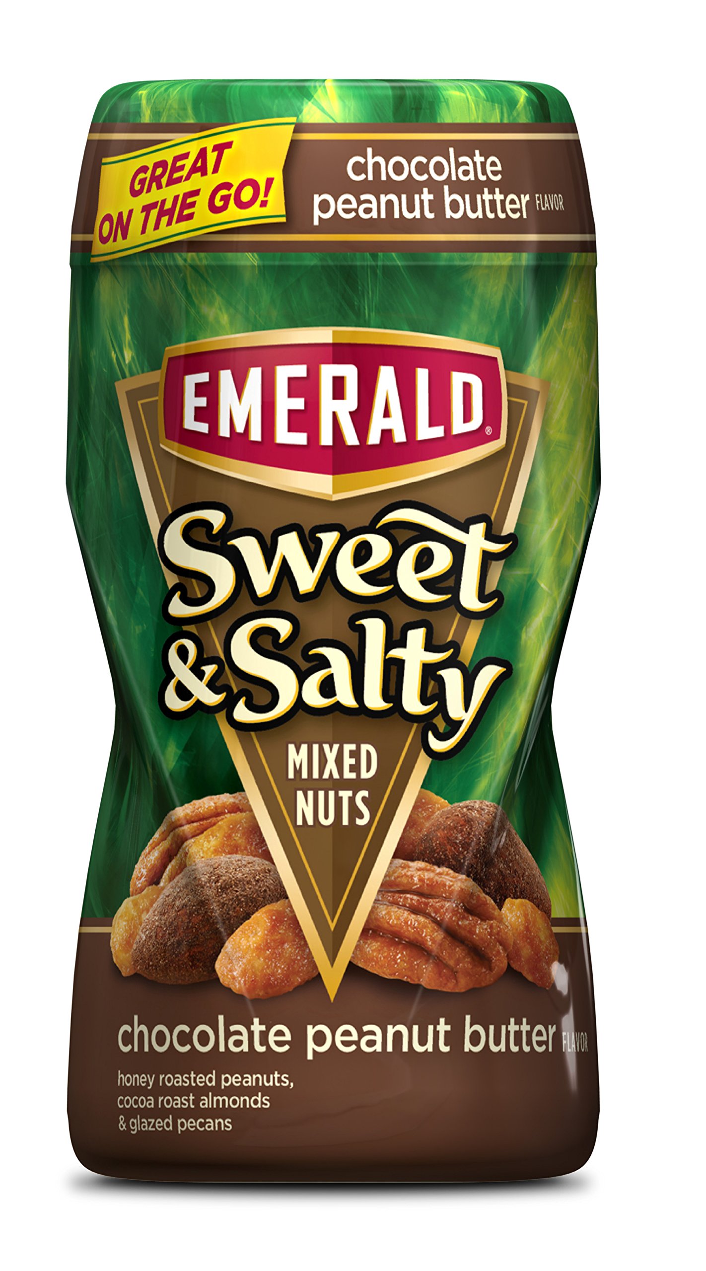 Premium Emerald Sweet & Salty Mixed Nuts with Dark Chocolate Peanut Butter - 9oz Pack of 12 | Healthy Snacks for Office, Travel & Gift Giving