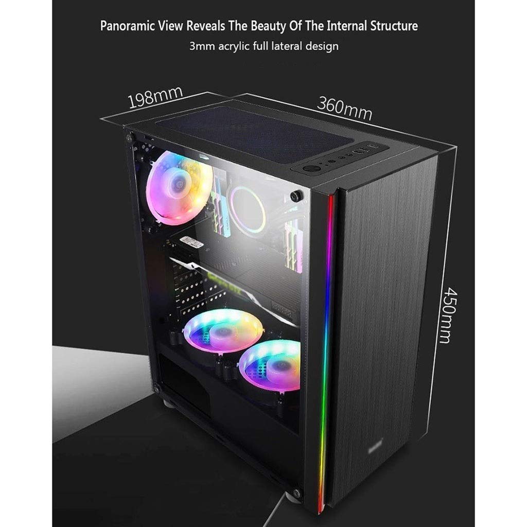 Pink Mid-Tower ATX Gaming PC Case with RGB Lighting & Tempered Glass Side Panel - Compatible with ATX/Micro-ATX/Mini-ITX Motherboards - Perfect for Gaming Setup, Streaming & Custom PC Builds (Color: Pink)
