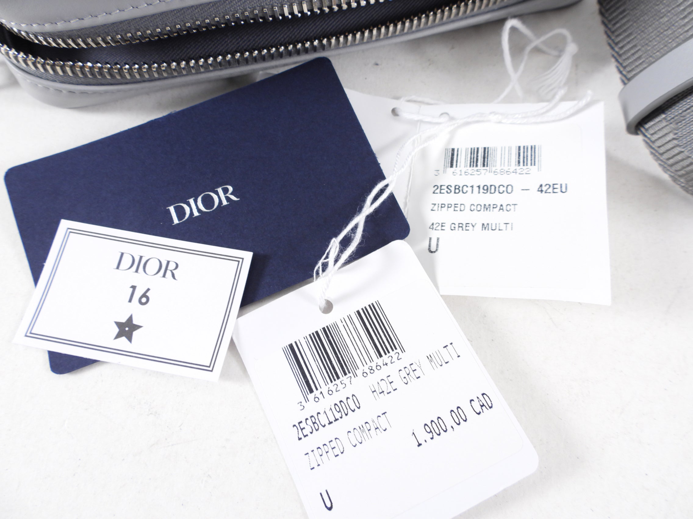 Christian Dior Grey Diamond Zip Crossbody Pouch Bag - Luxury Designer Shoulder Bag for Women | Perfect for Parties, Date Nights & Travel Accessories